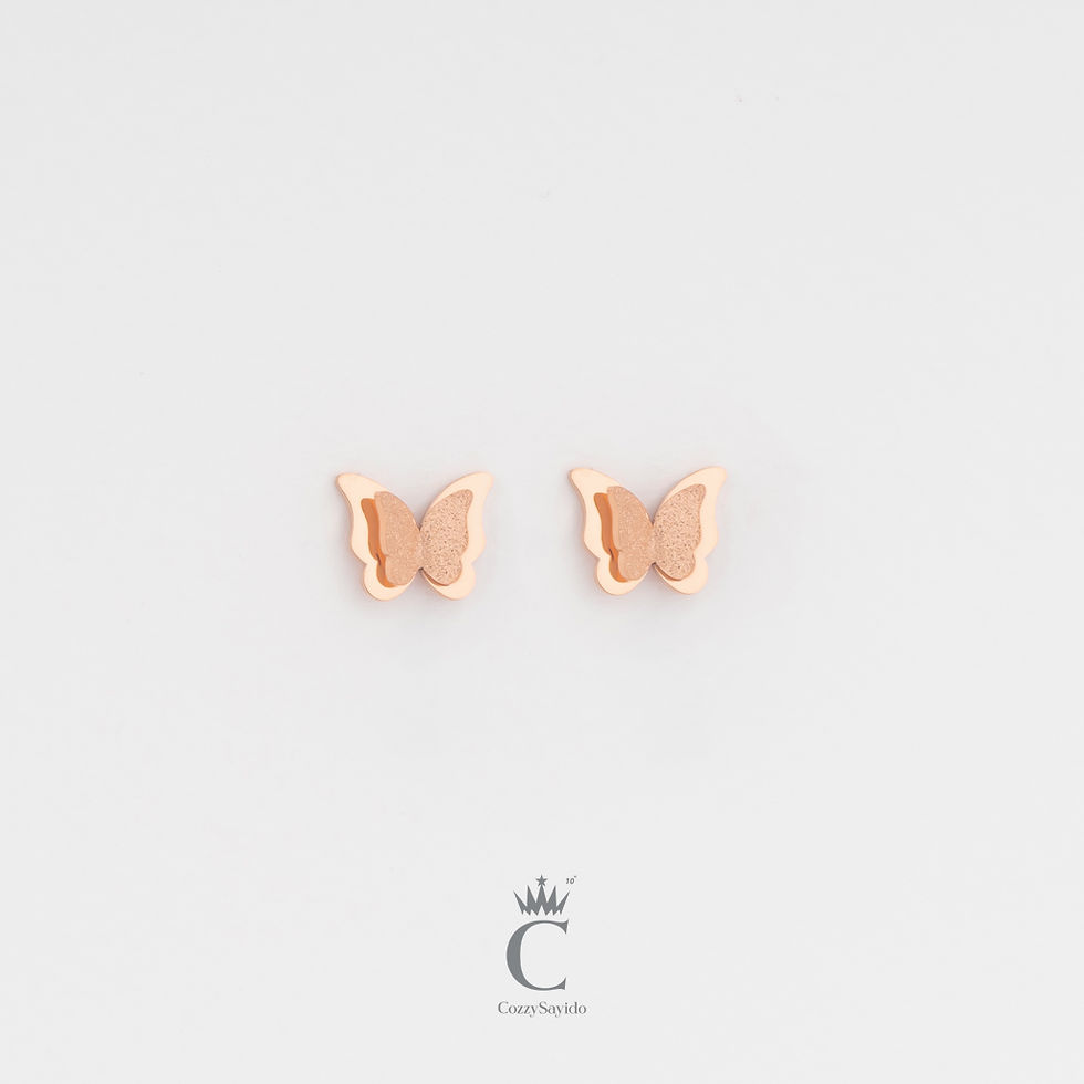 ต่างหู 1870 ผีเสิ้อสองตัวพ่นทราย สีเงิน สีทอง สีพิ้งโกล์ด