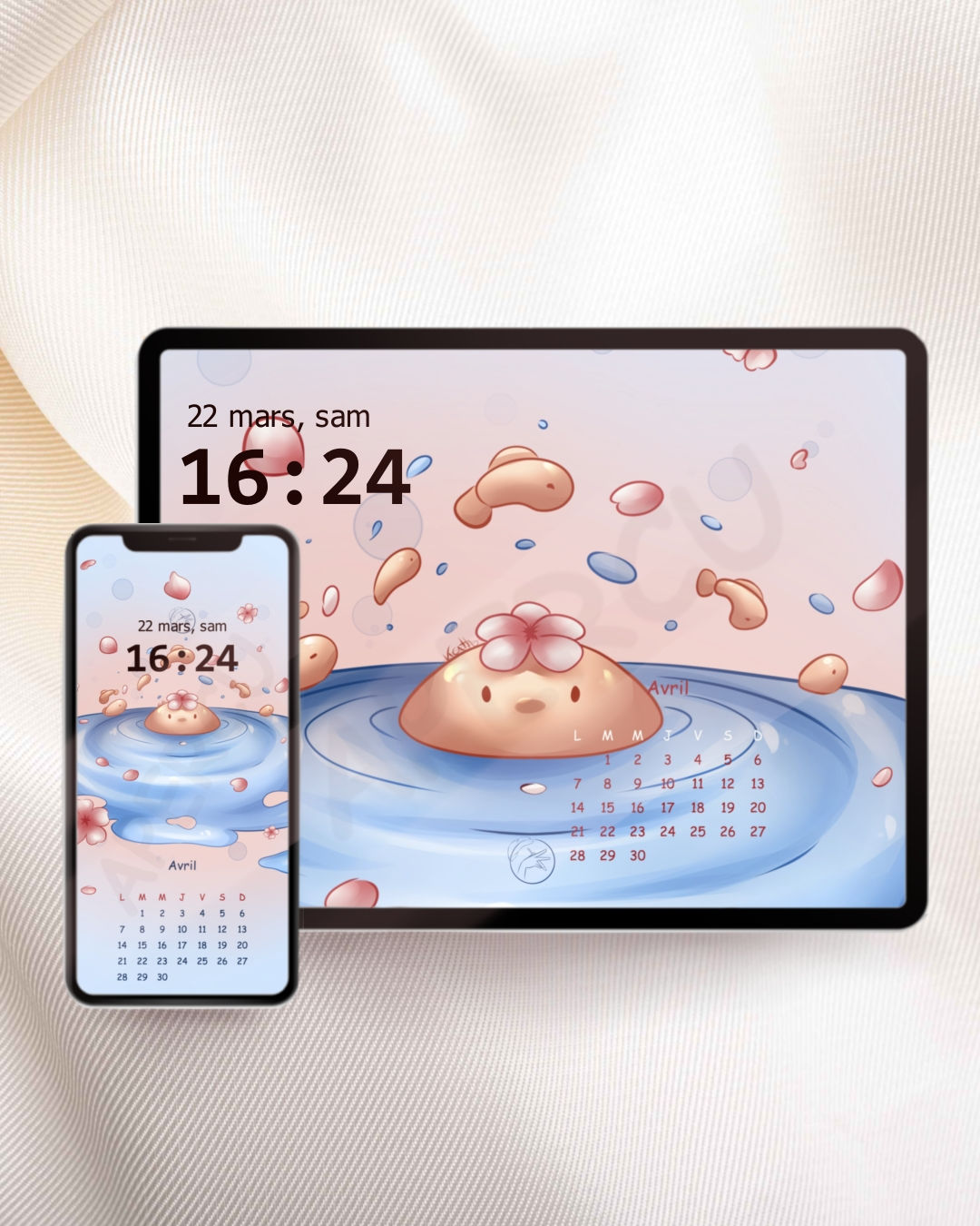 Wallpaper poisson d'avril avec calendrier