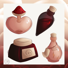 Illustration pour des stickers sur le thème "Fiole" du défis Inktober/Witchtober 2023
