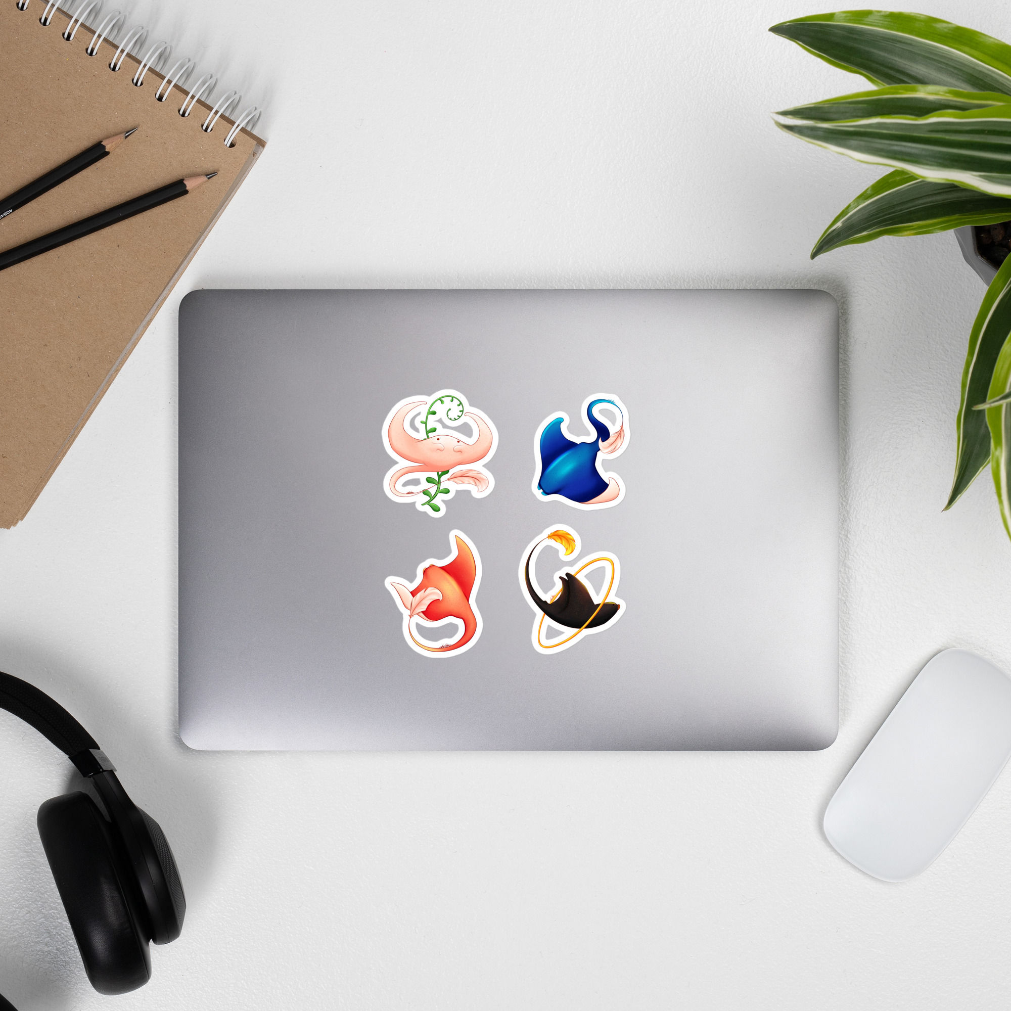 Lot Stickers Mantas à plumes