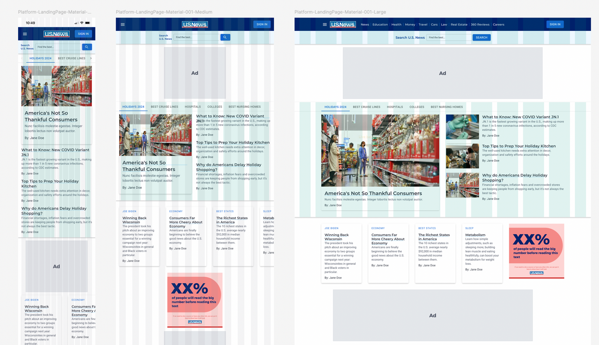 Screenshot of website mockups.
