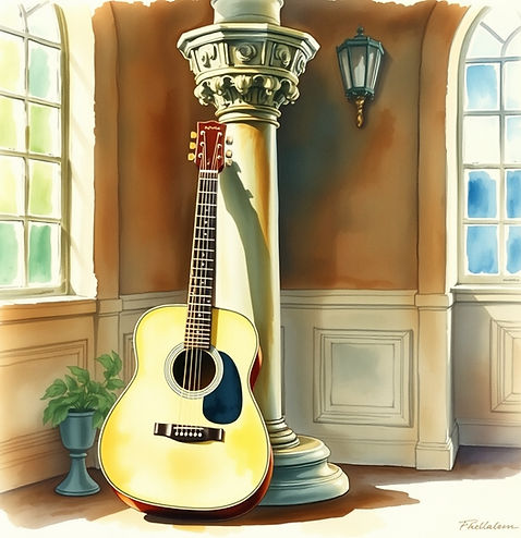 water color painting from the early 1900s, like an old poster, of an indoor The Lally Col