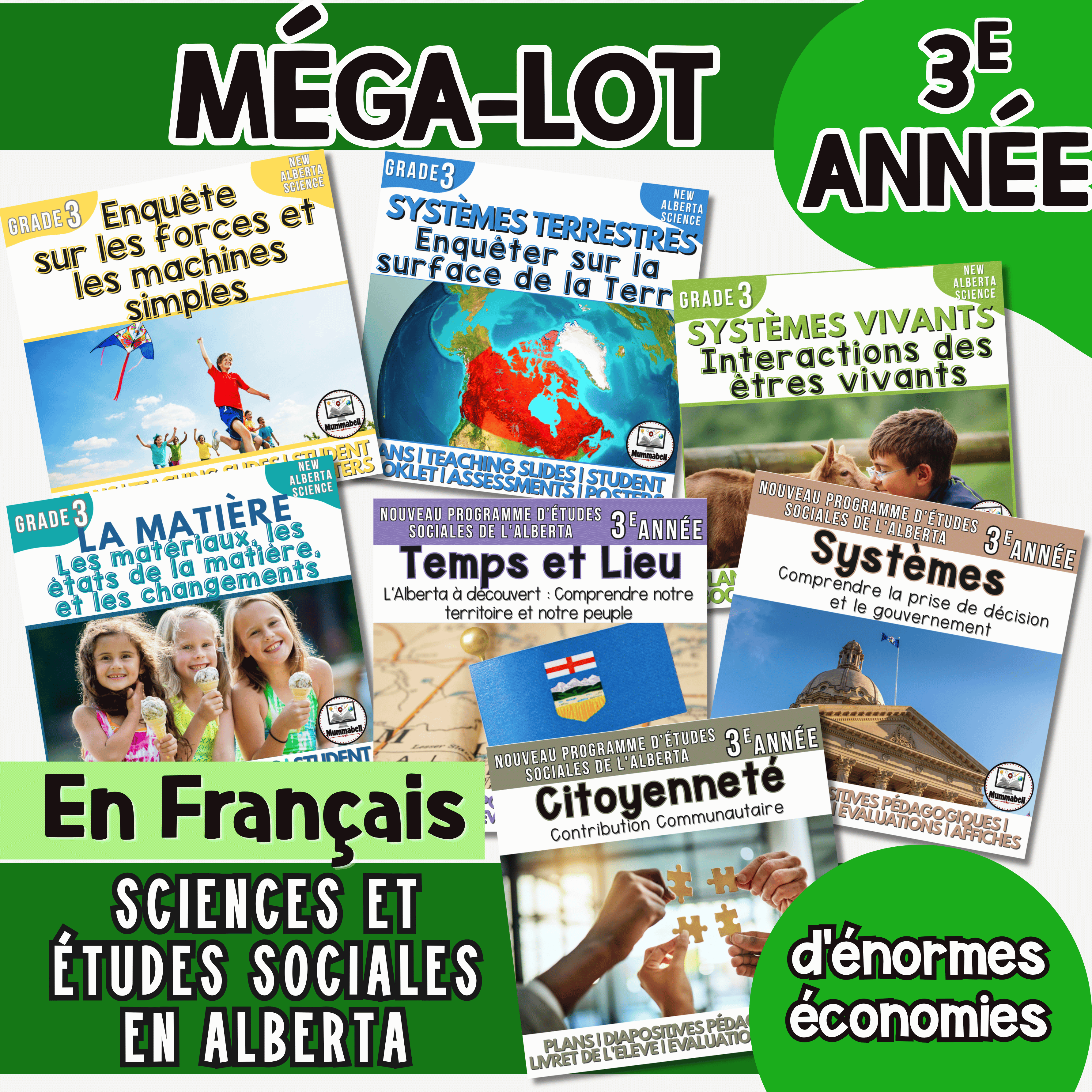 FRENCH Grade 3 Alberta Science & Social Studies FULL YEAR MEGA BUNDLE