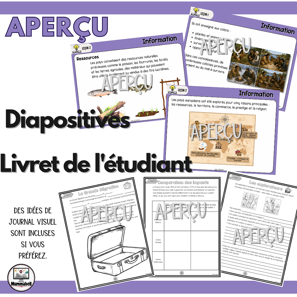 Thumbnail: FRENCH Grade 4 Social Studies - Time and Place Unit (Alberta Curriculum)