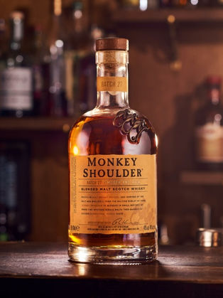 Monkey Shoulder whiskey. Medium shelf. Good mixer tasty drink
