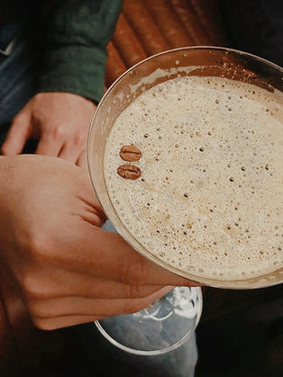 Espresso martini with coffee bean garnish 