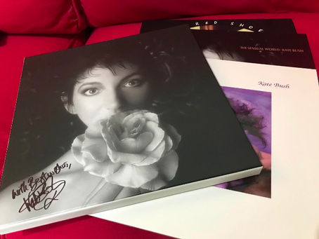 A selection of signed Kate Bush vinyl records for the charity music auction