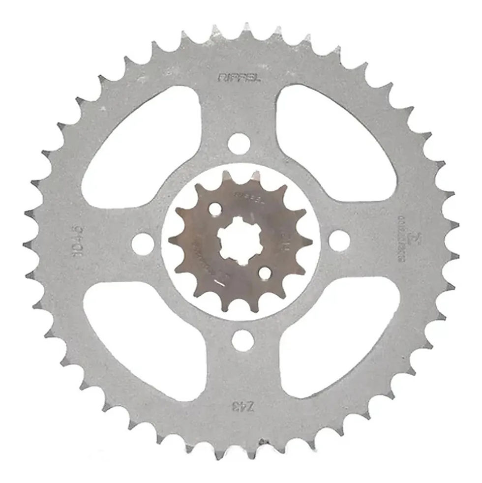 Miniatura: Kit Transmissão Riffel Ybr 125 / Factor + Coxim + Esticador Prateado