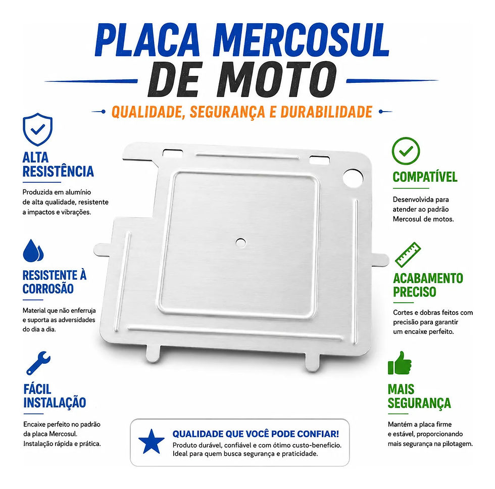 Miniatura: Kit 5 Suporte Placa Moto Mercosul Ferro 20x16 Universal Dn Prateado