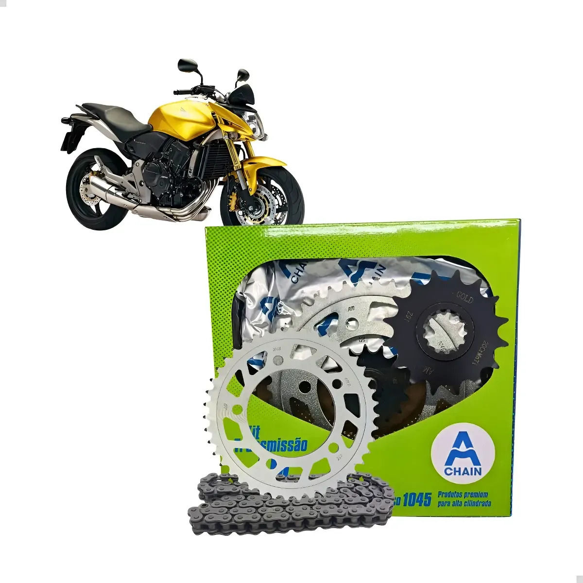Kit Relação Cb600f Hornet 08-14 Kmc Am Gold 525x118 Retentor Prateado