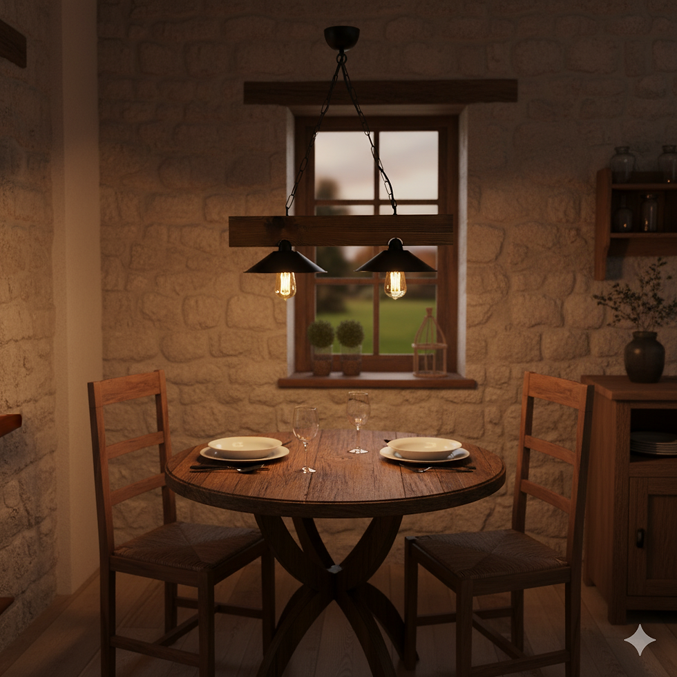 Thumbnail: Rustic Wooden Light Fixture For Dining Table, Farmhouse Chandelier For Kitchen Island, Wood Ceiling Lamp For Billiards