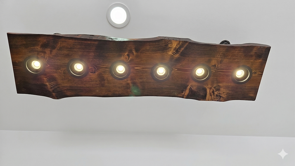 Thumbnail: Live Edge Wooden Rustic LED Light Fixture For Kitchen Island, Farmhouse Spot Led