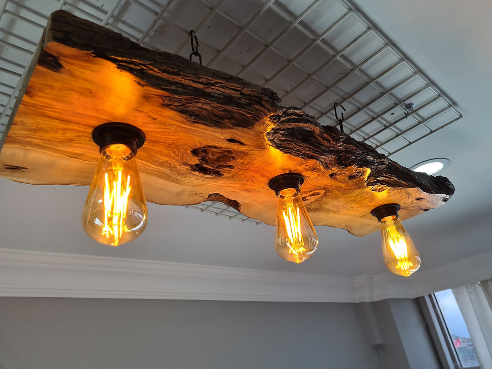 Miniaturbild: Live Edge Olive Wood Slab Pendant Chandelier, Rustic Lighting Fixture For Dining Room, Farmhouse Ceiling Light For Kitchen