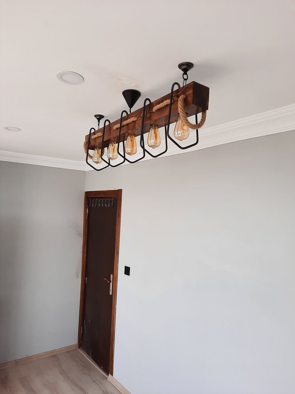Thumbnail: Wooden Farmhouse Pendant Chandelier, Rustic Lighting Fixture For Dining Room, Kitchen Island, Bar, Billiard