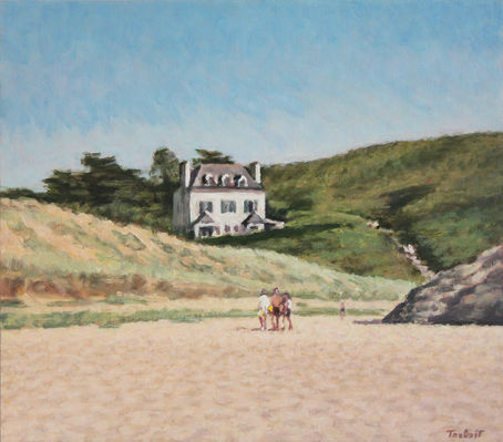 Plage de Donnant, Belle Île en mer. 2022 oil on wood 35 x 40 cm. Lionel Tréboit