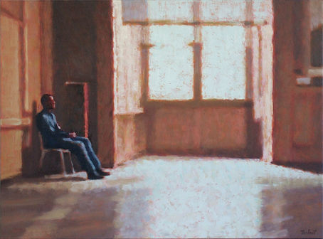 Gardien au Louvre. 2007 oil on canvas 64 x 73 cm. Lionel Tréboit
