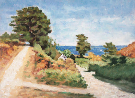 Vers la Plage du Bugul, Belle-Ile en mer. 2026 oil on wood 29 x 40 cm. Lionel Tréboit