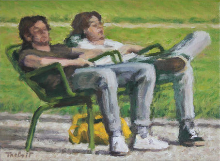 Un songe pour deux. 2024 oil on canvas 16 x 22 cm. Lionel Tréboit