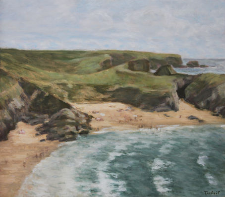 Plage de Baluden, Belle-Île en mer. 2022 oil on wood 35 x 40 cm. Lionel Tréboit