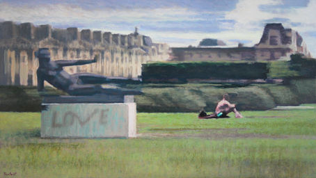 Vent de solitude, Jardin des Tuileries. 2014 oil on canvas 56,5 x 100 cm. Lionel Tréboit