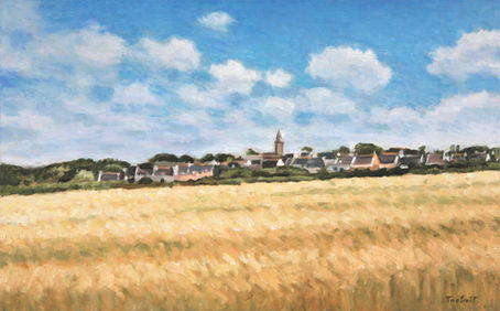Bangor, Belle-Île en mer. 2024 oil on wood 25 x 40 cm. Lionel Tréboit
