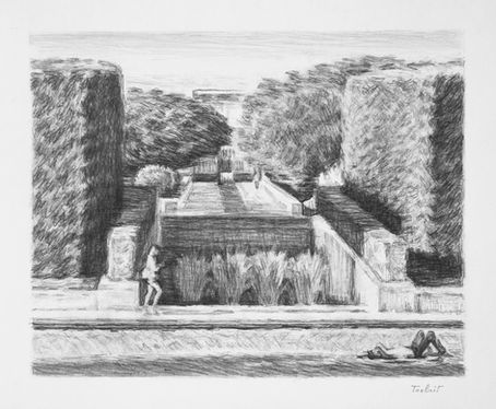 Parc André Citroën. 2022 pencil on paper 24 x 30 cm. Lionel Tréboit