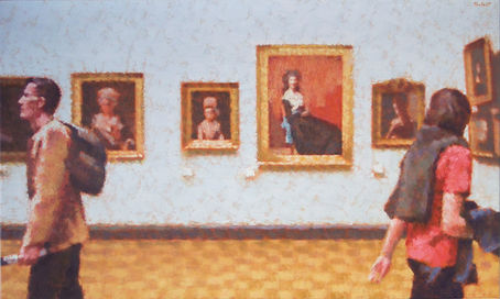 Salles néoclassiques, Louvre. 2007 oil on canvas 50 x 100 cm. Lionel Tréboit
