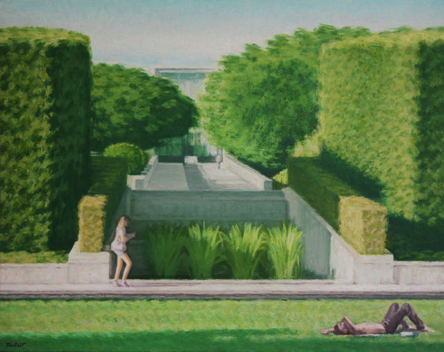 Parc André Citroën. 2022 oil on canvas 73 x 92 cm. Lionel Tréboit