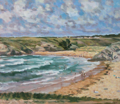 Plage de Donnant, Belle-île en mer. 2023 oil on wood 35 x 40 cm. Lionel Tréboit