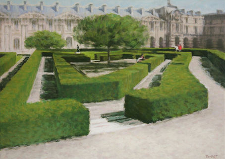 Labyrinthe, Jardin du Louvre. 2023 oil on canvas 46 x 65 cm. Lionel Tréboit