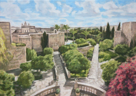 Jardins de la Résidence de France, Malte. 2022 oil on canvas 65 x 92 cm. Lionel Tréboit