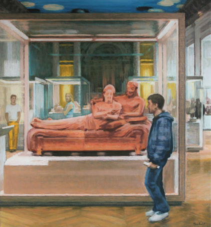 Étrusques au Louvre. 2024 oil on canvas 70 x 65 cm. Lionel Tréboit