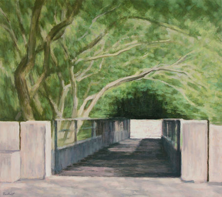 Passage, Parc André Citröen. 2021 oil on canvas 54 x 61 cm. Lionel Tréboit