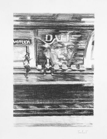 Regard sous la ville avec Dali. 2018  pencil on paper 24 x 15,5 cm. Lionel Tréboit