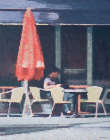 Le parasol. 2009 oil on canvas 73 x 57,5 cm. Lionel Tréboit