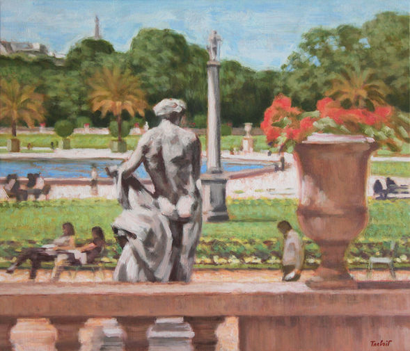 Par-delà, Jardin du Luxembourg. 2020 oil on canvas 48 x 56 cm. Lionel Tréboit