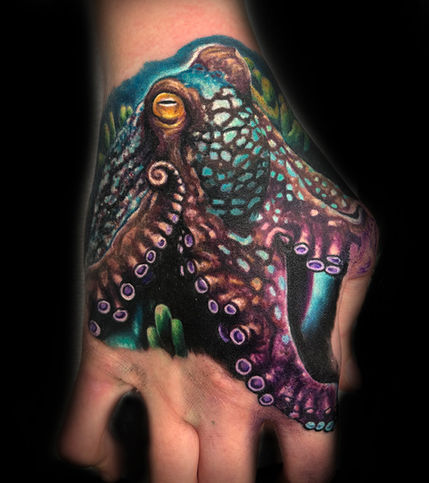 color realism octopus by Utah Evans at Inner Visions Tattoo Shop Las Vegas