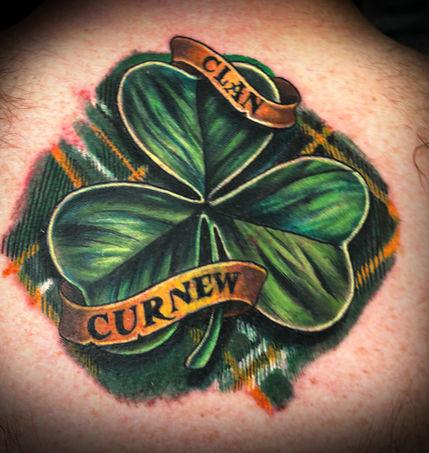 Color realistic shamrock by artist Utah Evans at Inner Visions Tattoo in Las Vegas