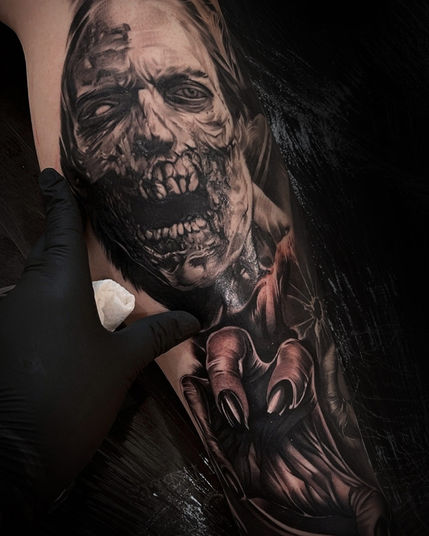 horror tattoos black and grey dark art inner visions artist erick gutierrez