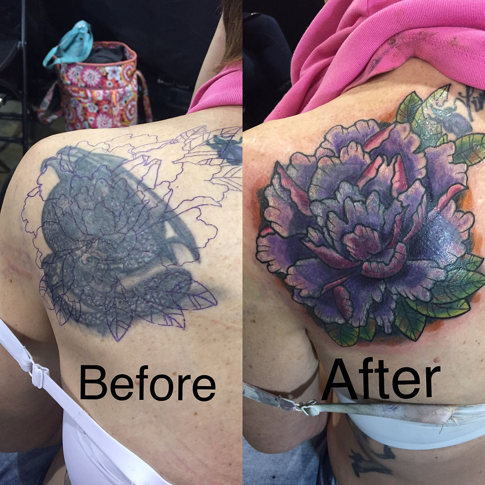 flower cover up tattoo before and after