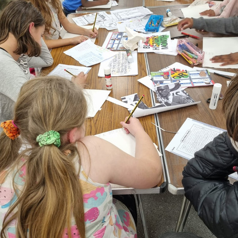 Children Creating Black History Month Collage