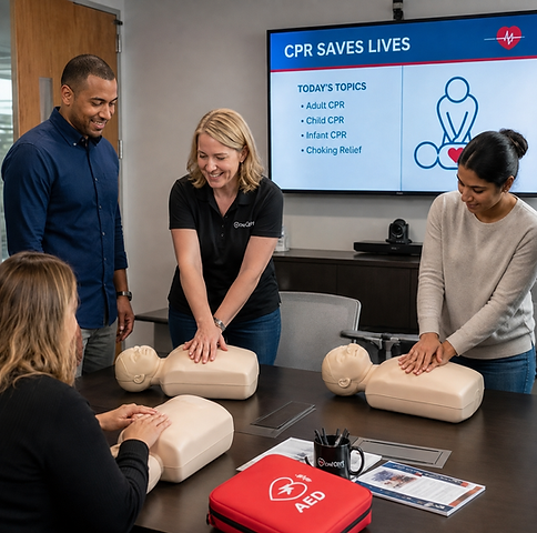 Group CPR training session with hands-on practice.png