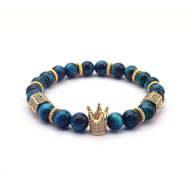 Men’s Lake Blue Eye Beaded Bracelet