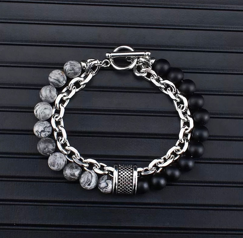 Thumbnail: Stainless Steel Beaded Bracelet