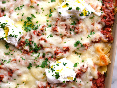Farfalle Sheet Pan Lasagna Bolognese