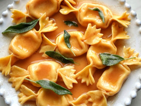 Roasted Garlic Honeynut Caramelle with Brown Butter & Sage