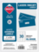 Laser/Inkjet White Address Labels, 1" x 2-5/8", 30/Sheet, 7500 Labels/Bx