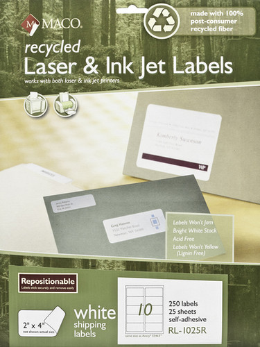 Recycled Laser/Inkjet White Shipping Labels, 2
