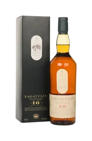 Bottle of Lagavulin 16 Year Old Islay single malt Scotch whisky