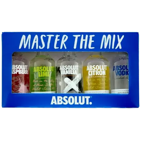 Absolut Master the Mix gift set with five 50ml vodka miniatures